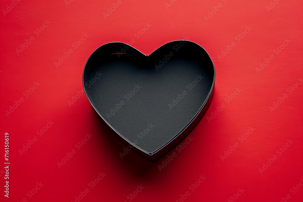 overhead view of an empty heart shaped box. Valentine's day gift box overhead view of an empty heart shaped box. Valentine's day gift box