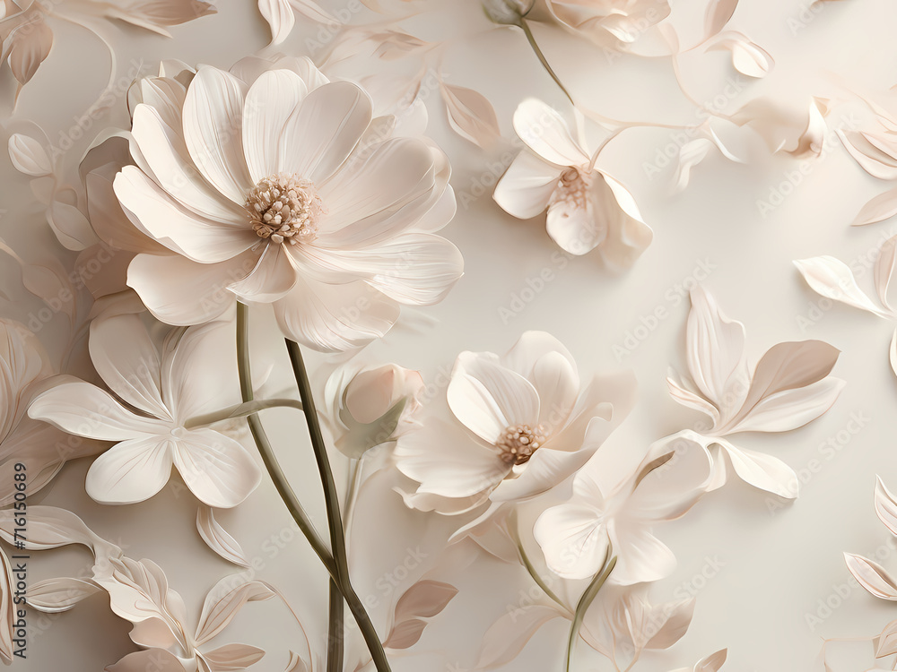 Craft abstract patterns for wallpapers, embracing the charm of floral motifs and delicate forms
