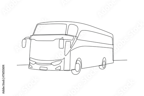 Continuous one line drawing Modern Bus. Land transportation concept. Doodle vector illustration.