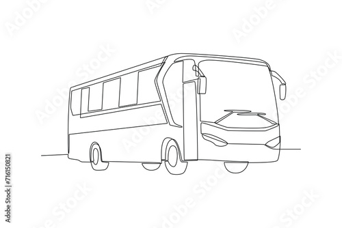 Continuous one line drawing Modern Bus. Land transportation concept. Doodle vector illustration.
