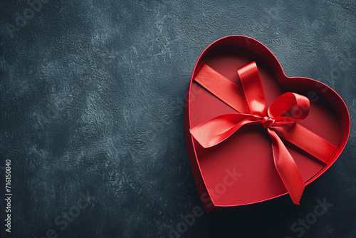 overhead view of an empty heart shaped box. Valentine's day gift box photo