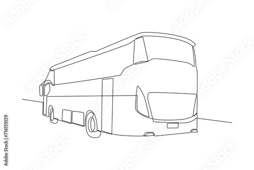 Continuous one line drawing Modern Bus. Land transportation concept. Doodle vector illustration.