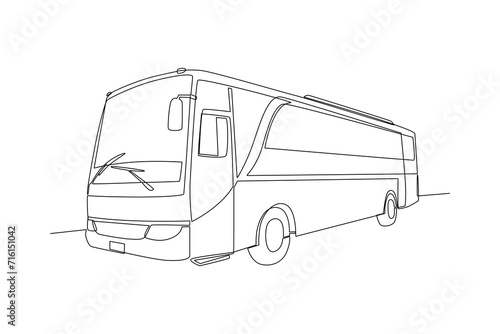 Continuous one line drawing Modern Bus. Land transportation concept. Doodle vector illustration.