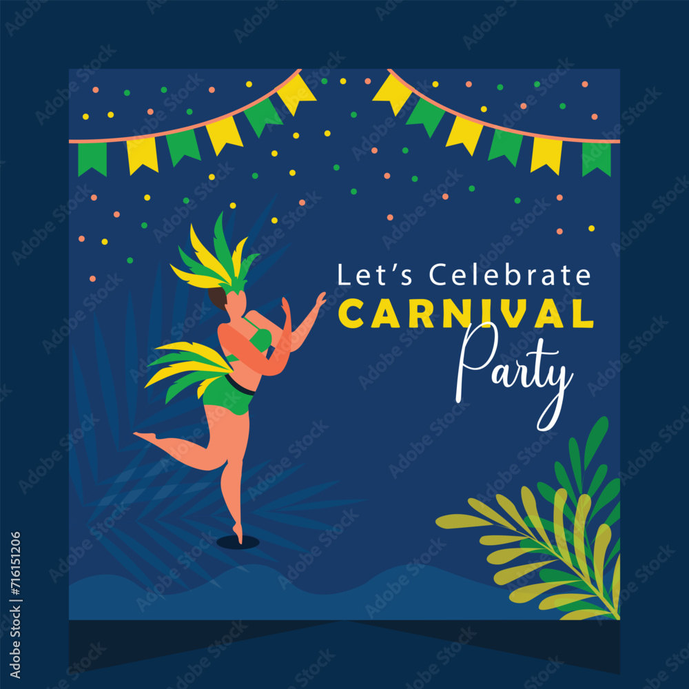 Celebrate Carnival Party Social Media Post Illustration