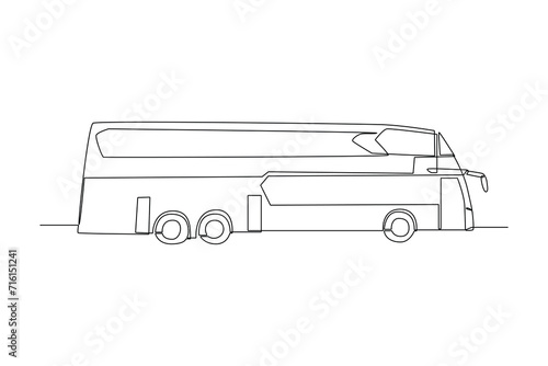 Continuous one line drawing Modern Bus. Land transportation concept. Doodle vector illustration.