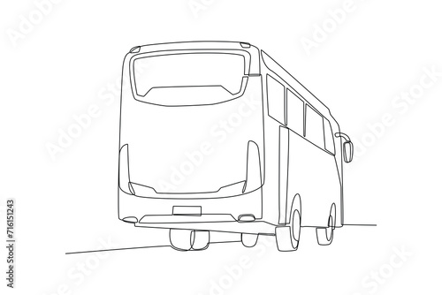 Continuous one line drawing Modern Bus. Land transportation concept. Doodle vector illustration.
