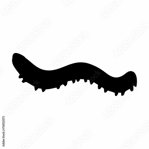 silhouette of a black caterpillar running
