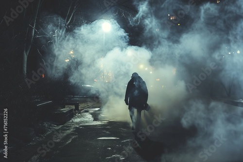 silhouette of a person in a fog