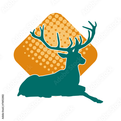 Silhouette of a deer wild forest animal with antlers.