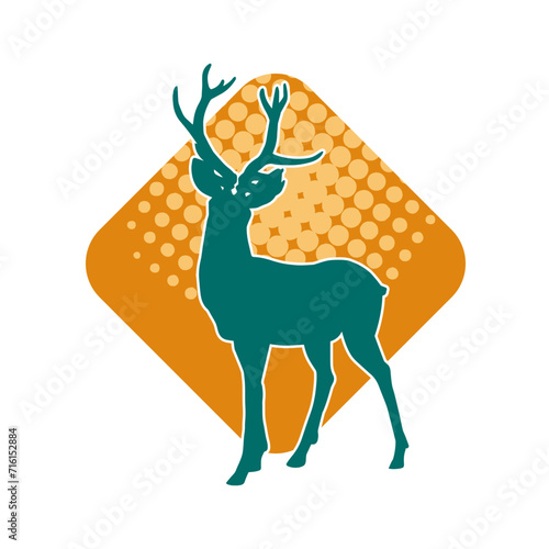 Silhouette of a deer wild forest animal with antlers.