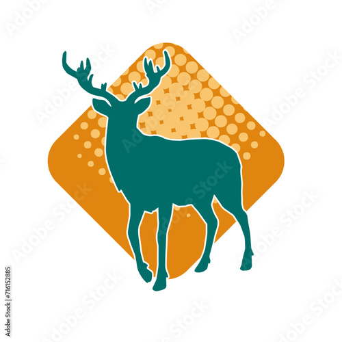 Silhouette of a deer wild forest animal with antlers.