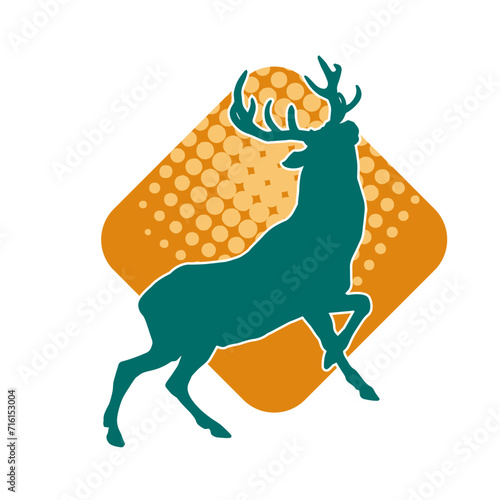 Silhouette of a deer wild forest animal with antlers.
