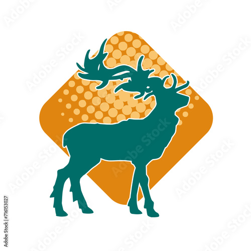 Silhouette of a deer wild forest animal with antlers.