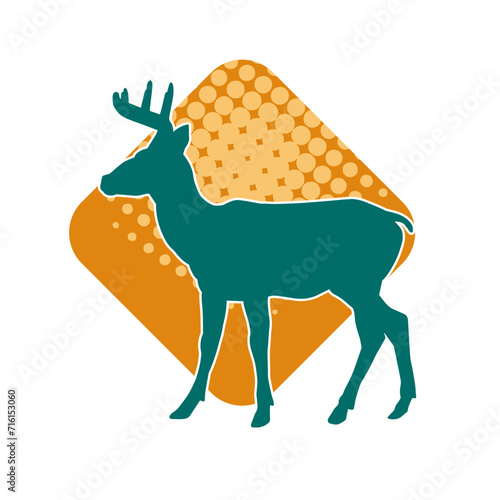 Silhouette of a deer wild forest animal with antlers.