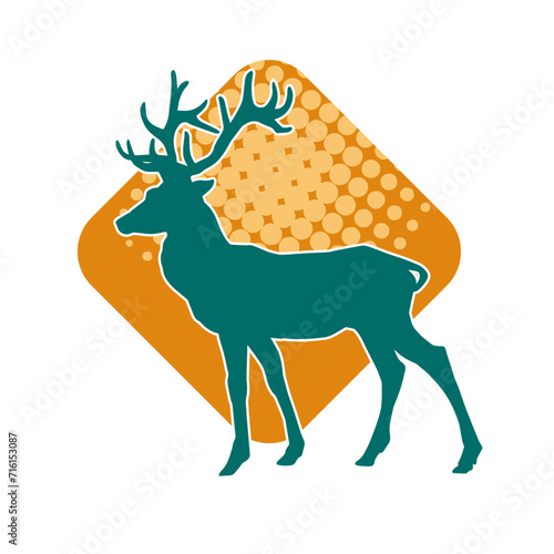 Silhouette of a deer wild forest animal with antlers.