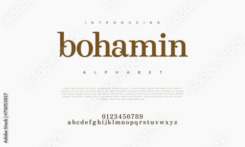 Bohamin creative modern urban alphabet font. Digital abstract moslem, futuristic, fashion, sport, minimal technology typography. Simple numeric vector illustration