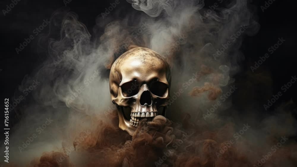 Skull covered in billowing smoke, video loop Skull covered in billowing smoke, video loop