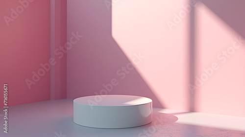 White Round Object in Pink Room, Minimalistic Composition With Elegant Contrasts