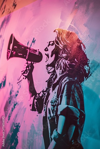 Woman with megaphone Women's Day