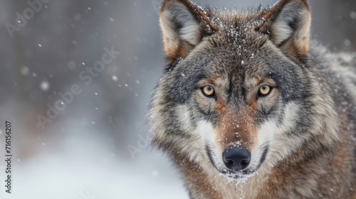 The intense gaze of a grey wolf captured in stunning detail its own breath a visible reminder of the frigid temperatures in its natural habitat