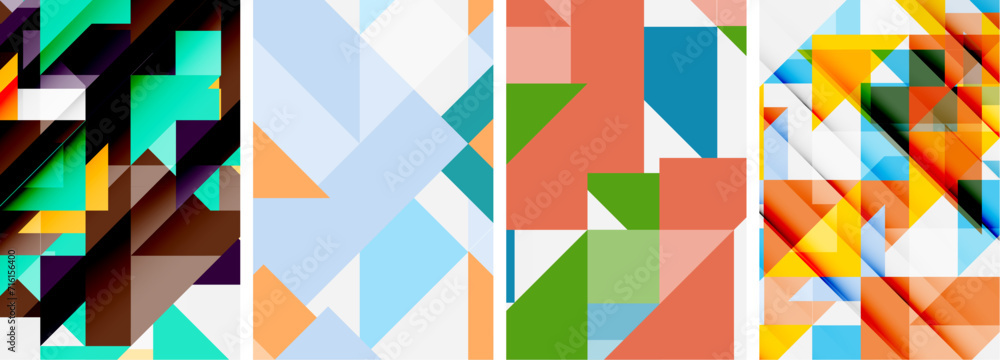 Set of colorful triangle poster cover template backgrounds. Vector illustration For Wallpaper, Banner, Background, Card, Book Illustration, landing page Set of colorful triangle poster cover template backgrounds. Vector illustration For Wallpaper, Banner, Background, Card, Book Illustration, landing page