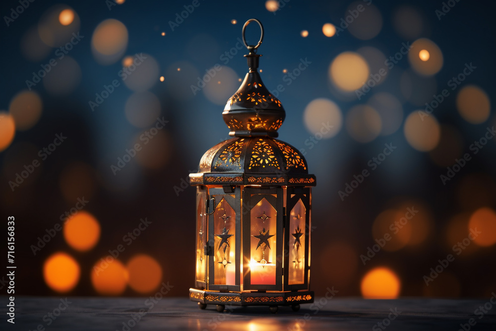 Arabic lantern on a wooden table. Ramadan Kareem concept. Arabic lantern on a wooden table. Ramadan Kareem concept.