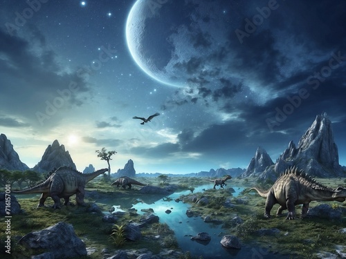 landscape with dinosaurs