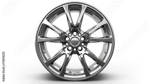 luxurious polished alloy wheel for high-end vehicles, isolated white background. perfect for automotive showcase and alloy wheel retailers photo