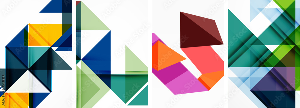 Triangle poster geometric background set Triangle poster geometric background set