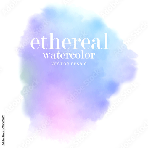 Ethereal Purple Blue Vector Watercolor Stain