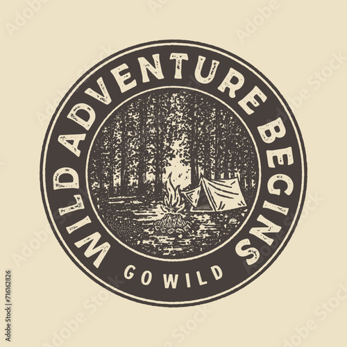 adventure illustration graphic forest design camping badge wild logo outdoor