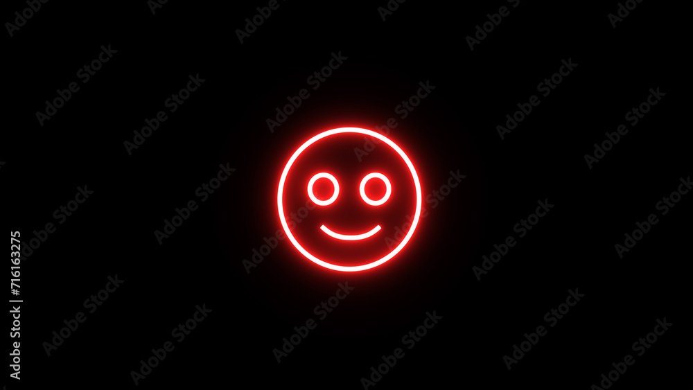 Neon smiling emoji icon. Glowing neon happy emoticon. glowing Smile sign. Glowing neon line smile icon isolated on black background. Neon smiling emoji icon. Glowing neon happy emoticon. glowing Smile sign. Glowing neon line smile icon isolated on black background.