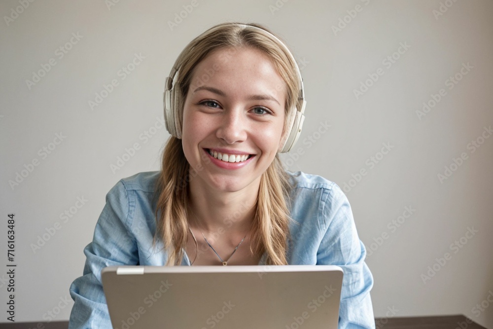 A young and friendly customer service agent, equipped with a headset, provides positive and helpful assistance in a modern office environment, ideal for conveying professionalism and approachability i A young and friendly customer service agent, equipped with a headset, provides positive and helpful assistance in a modern office environment, ideal for conveying professionalism and approachability i
