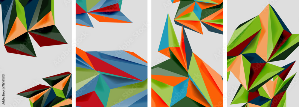 Triangle low poly mosaic posters. Vector illustration For Wallpaper, Banner, Background, Card, Book Illustration, landing page Triangle low poly mosaic posters. Vector illustration For Wallpaper, Banner, Background, Card, Book Illustration, landing page