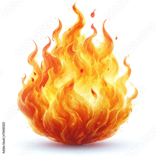 blazing inferno illustration with vibrant flames and flecks of embers ideal for graphic design and creative projects, isolated white background