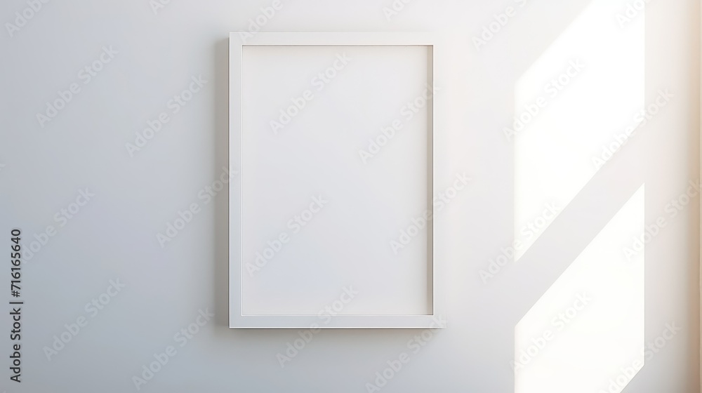 Blank white poster frame hanging on the wall. Mock up Blank white poster frame hanging on the wall. Mock up