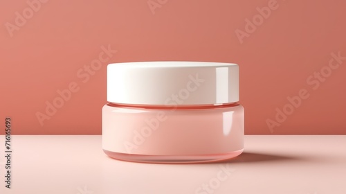 Cosmetic cream jar mockup on pink background © Mr. Muzammil