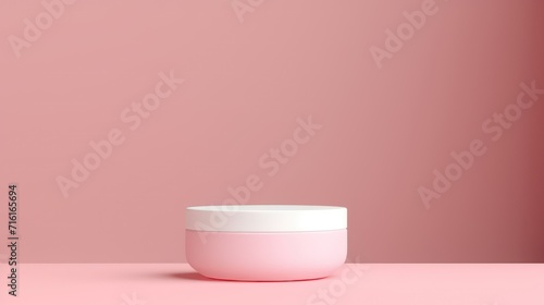 Cosmetic cream jar mockup on pink background