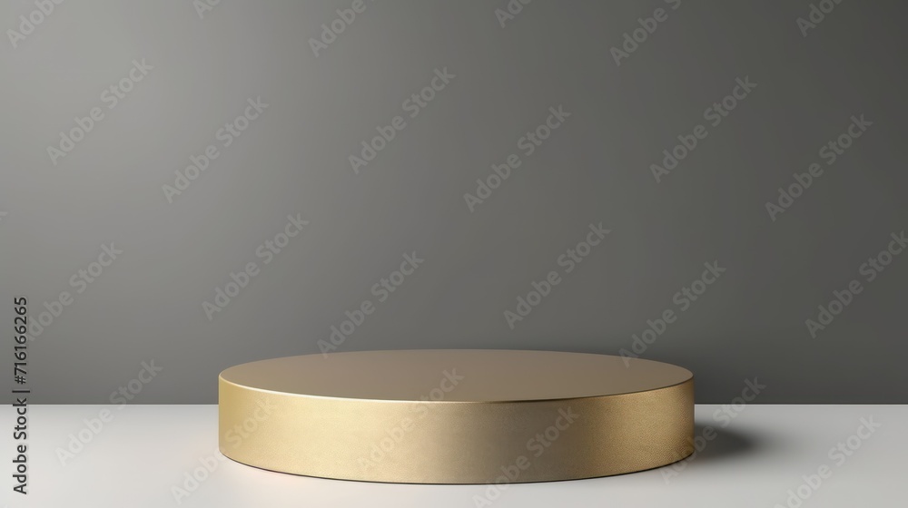 Golden podium on gray background. Minimal design. Golden podium on gray background. Minimal design.