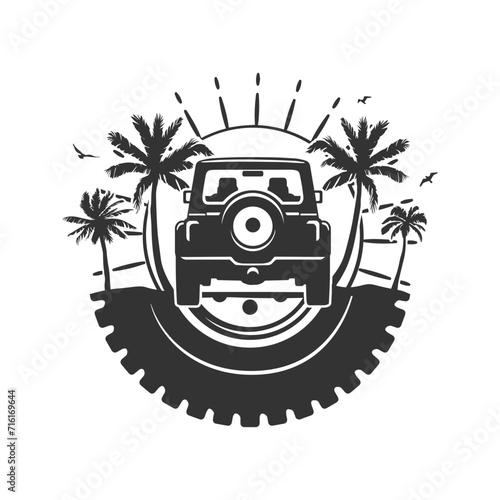 Off Road Wheel Illustration Clip Art Design Shape. Beach Silhouette Icon Vector.