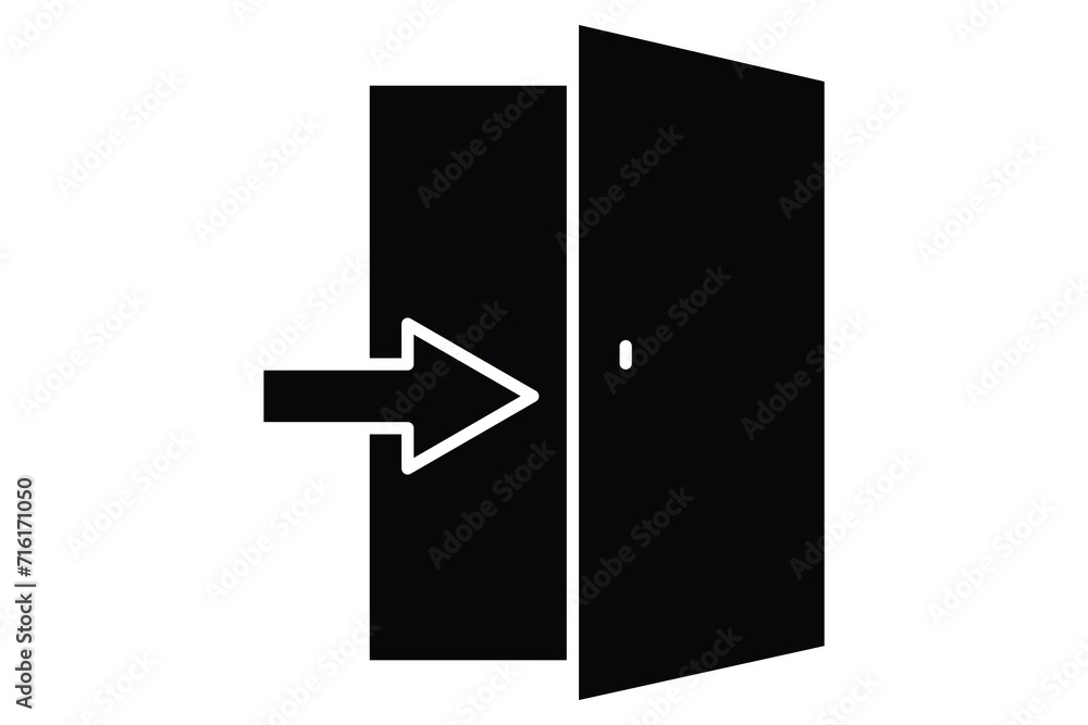 exit door icon. icon related to public navigation. solid icon style. element illustration - obrazy, fototapety, plakaty 