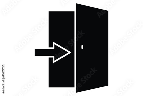exit door icon. icon related to public navigation. solid icon style. element illustration