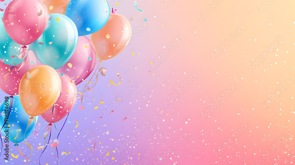 A vibrant and joyful party supply of colorful balloons and confetti, floating like miniature aircrafts, adding an element of excitement and celebration to any event A vibrant and joyful party supply of colorful balloons and confetti, floating like miniature aircrafts, adding an element of excitement and celebration to any event