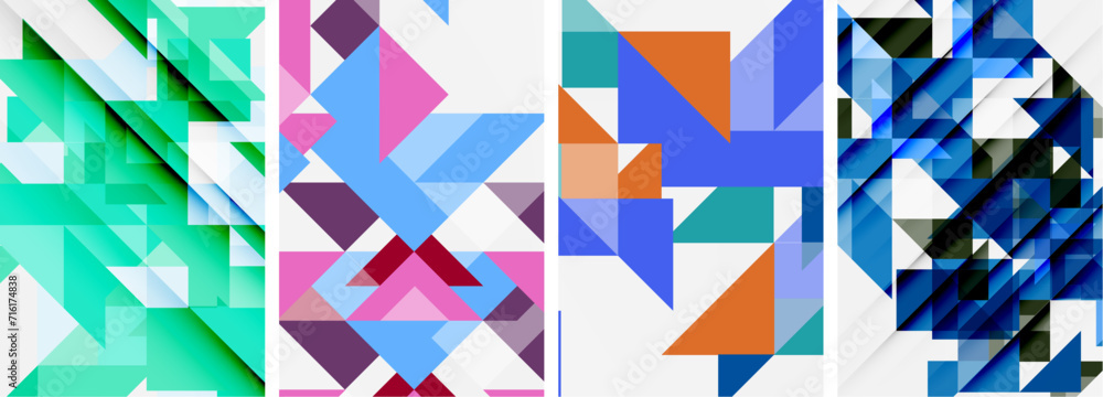 Triangle poster geometric background set Triangle poster geometric background set
