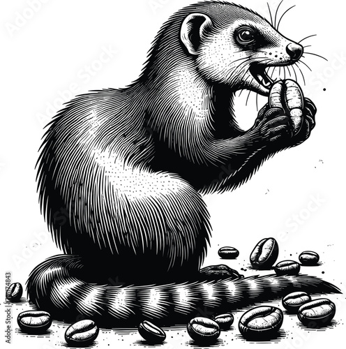 luwak or civet coffee illustration logo