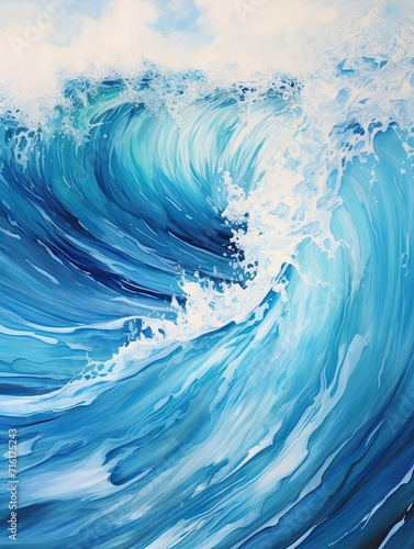 Vibrant Blue Waves: Ocean Wave Abstracts & Vivid Landscapes