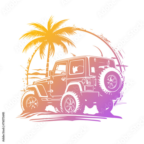 Offroad beach Illustration Clip Art Design Shape. Off road Silhouette Icon Vector.