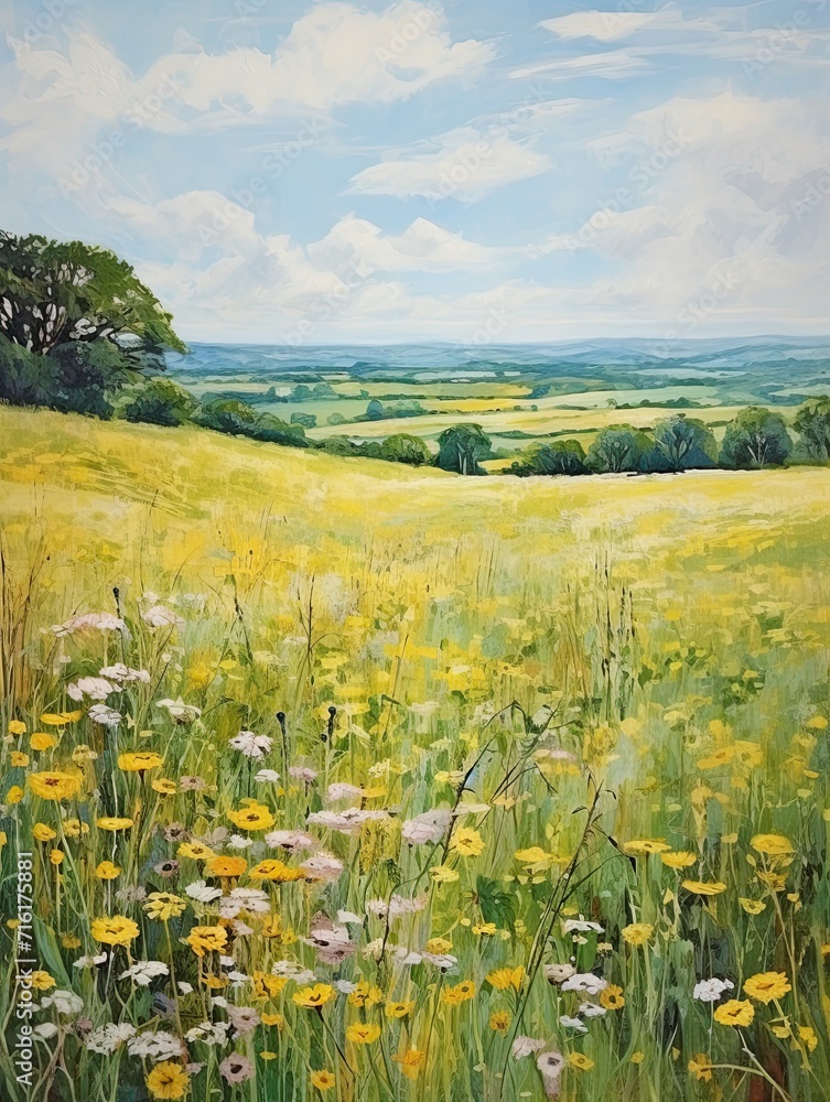 Pastoral Meadows Landscape Poster - Acrylic Arts within Scenic Countryside Views