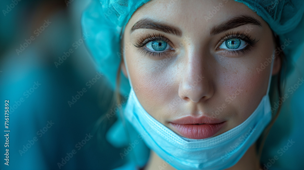Expert and confident surgeon doctor with a surgical team ready in the background in an operating room. Expert and confident surgeon doctor with a surgical team ready in the background in an operating room.