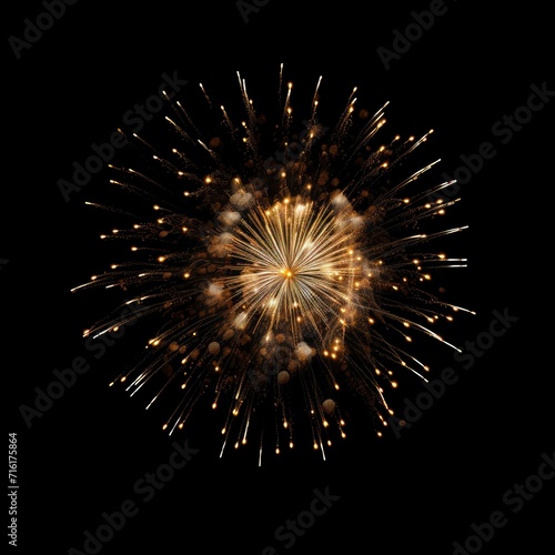 "Midnight Fireworks": Display an isolated set of fireworks bursting in the night sky on a white background with generative ai